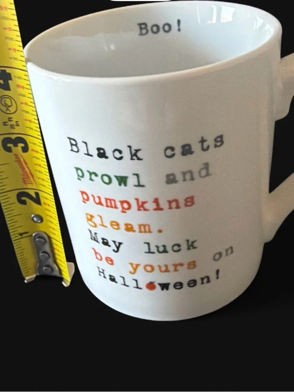 Halloween Cat & Pumpkin White Ceramic Mug